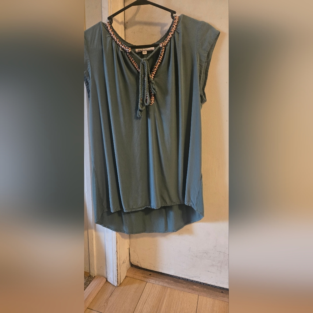 DR2 Teal Women's Blouse with Tassel Detail